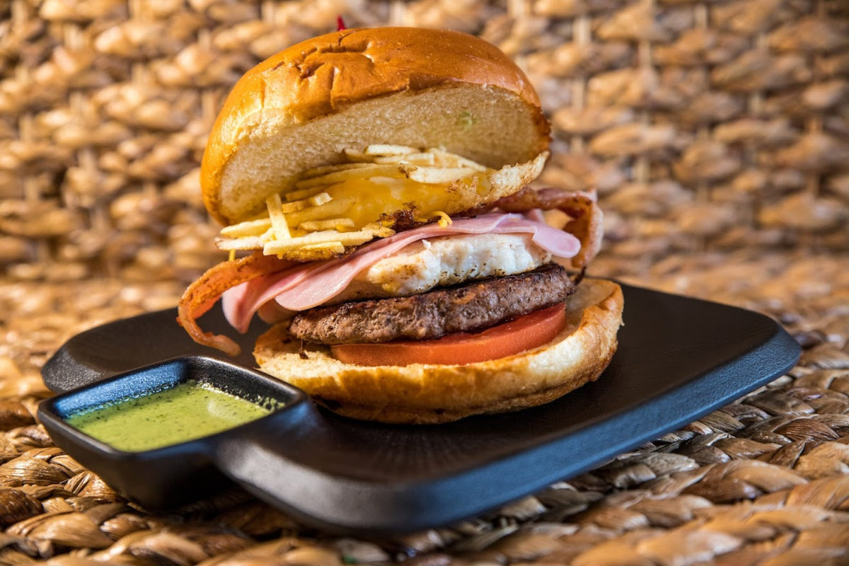 Double burger and dip on the side
